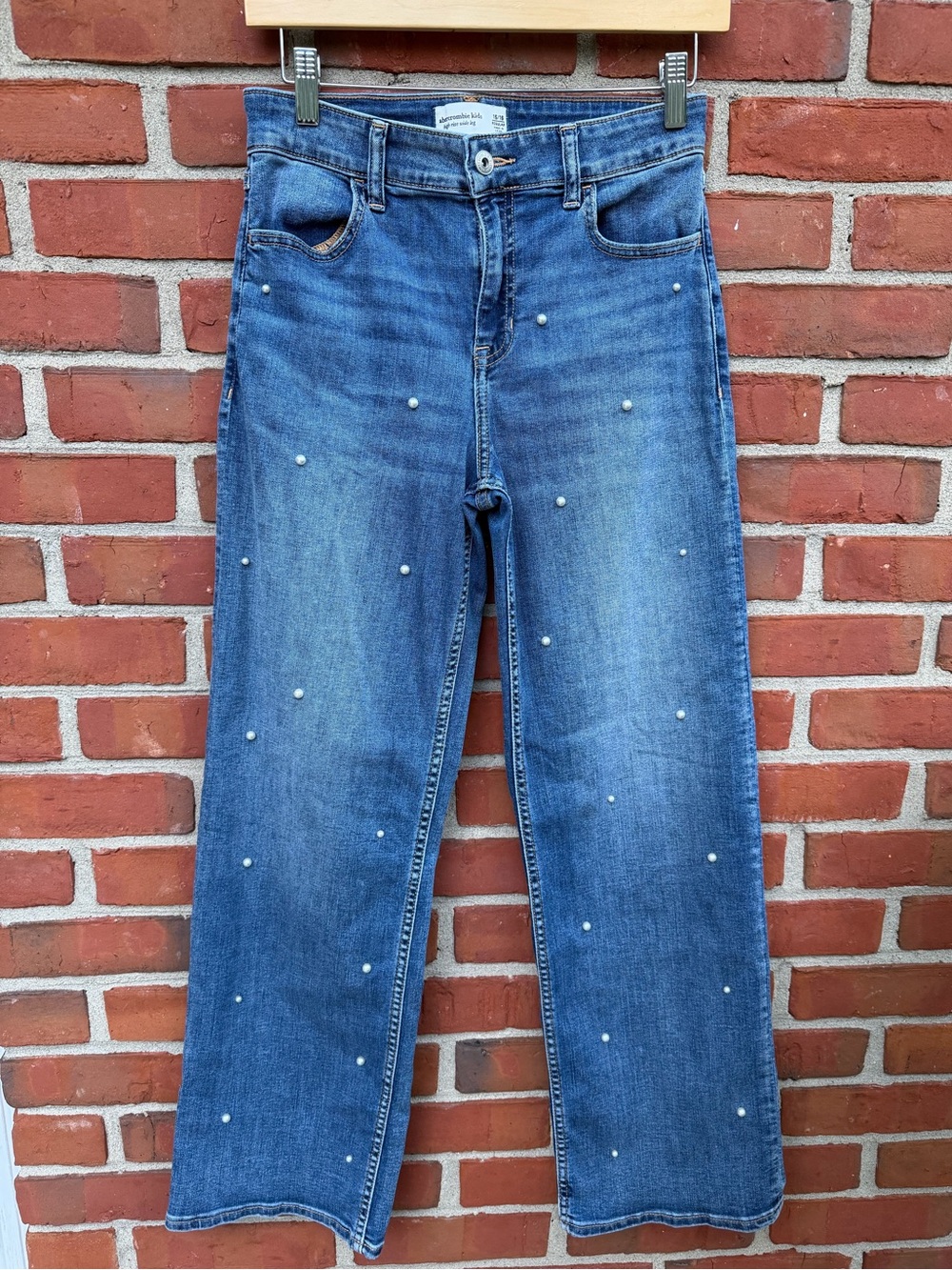 abercrombie kids pearl-accent high rise wide leg jeans